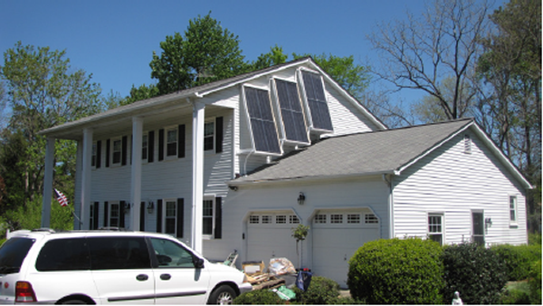 outside view of solar thermal heating installation