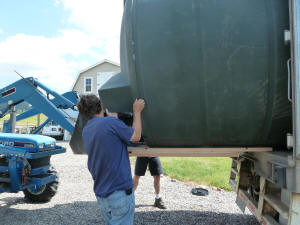 unloading rain water collection tank