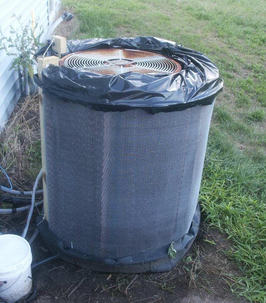 evaporative cooling of AC condenser coil