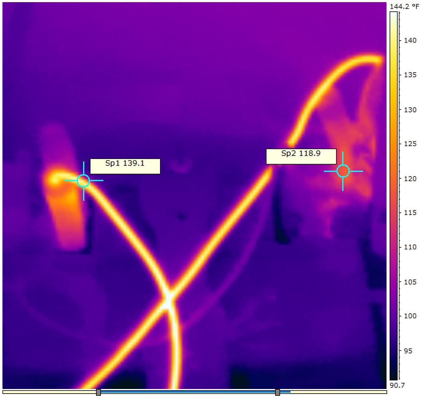 Thermal image of battery and connections