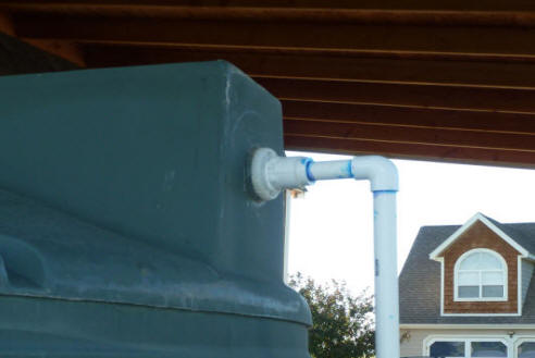 overflow pipe on rain water collection system